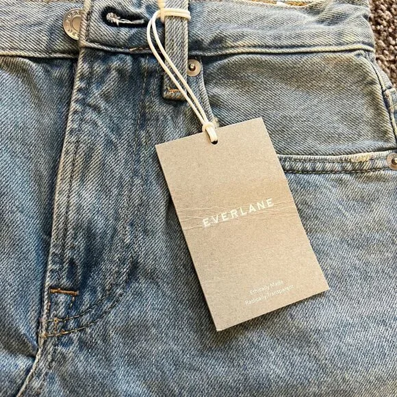 Everlane Denim Skirt vintage light blue raw hem size 24 - Picture 2 of 7